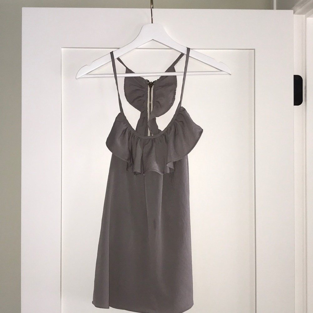 miami | gray ruffle tank